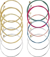 Bememo 2 Sets of 6 Guitar Strings Blue,Green,Multicolor,Rose Red,Silver 