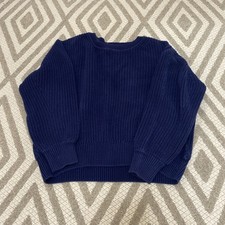 Gap Navy Blue Crew Neck Sweater Mens M Knitted Pullover Cozy Preppy Cotton NWT