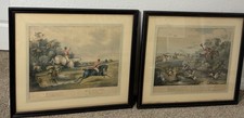 Pair 1839 F.C. Turner Fox Hunting Hand Colored Lithographs Thomas Fairland Acke