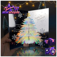 3D GrußKarte Pop Up Weihnachtskarte Kristall Tannenbaum Klappkarte Mit Umschlag