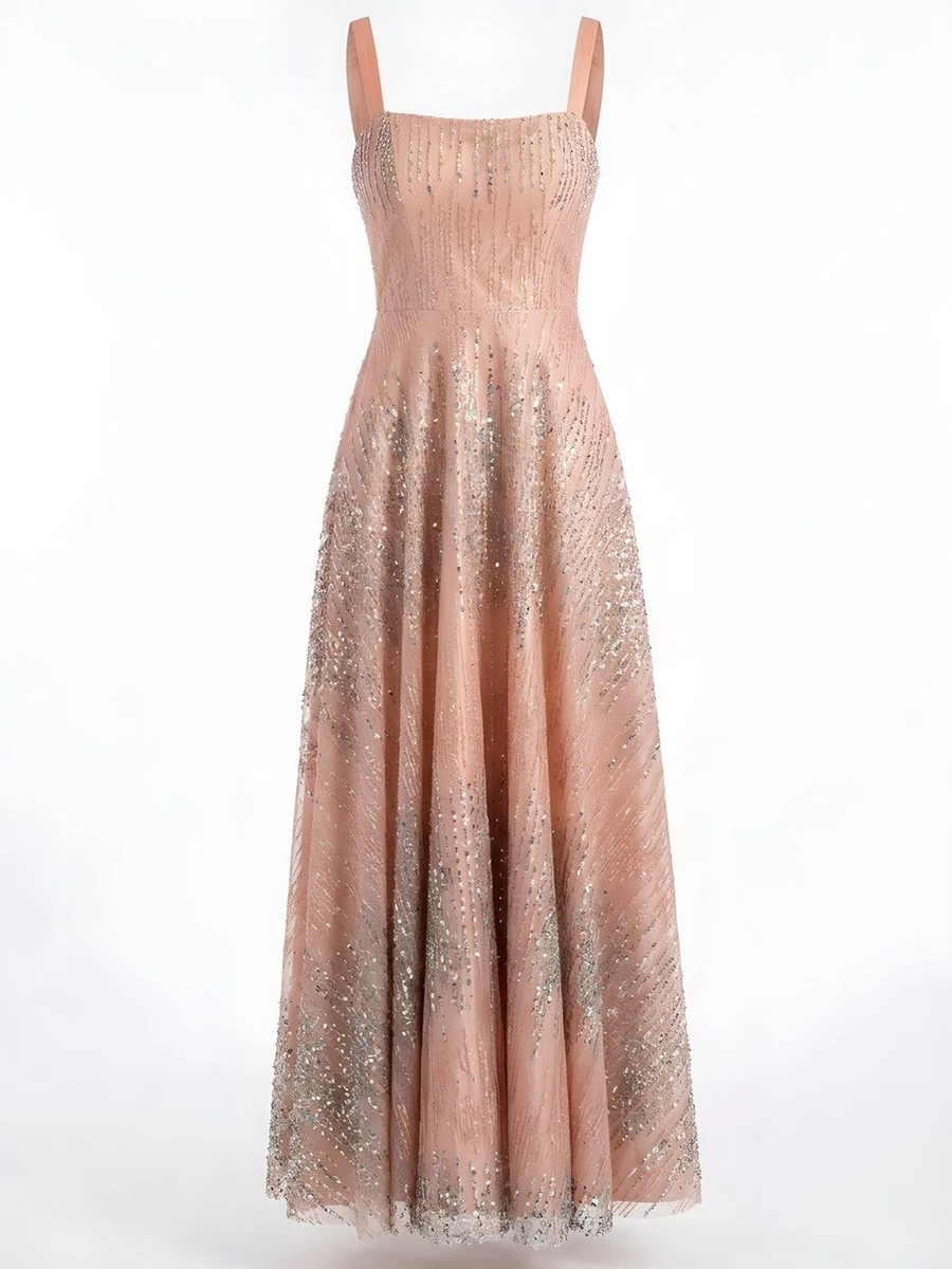 macy's rose gold sequin dress Mac Duggal Women's Sequined Long Sleeve Side Knot Gown
