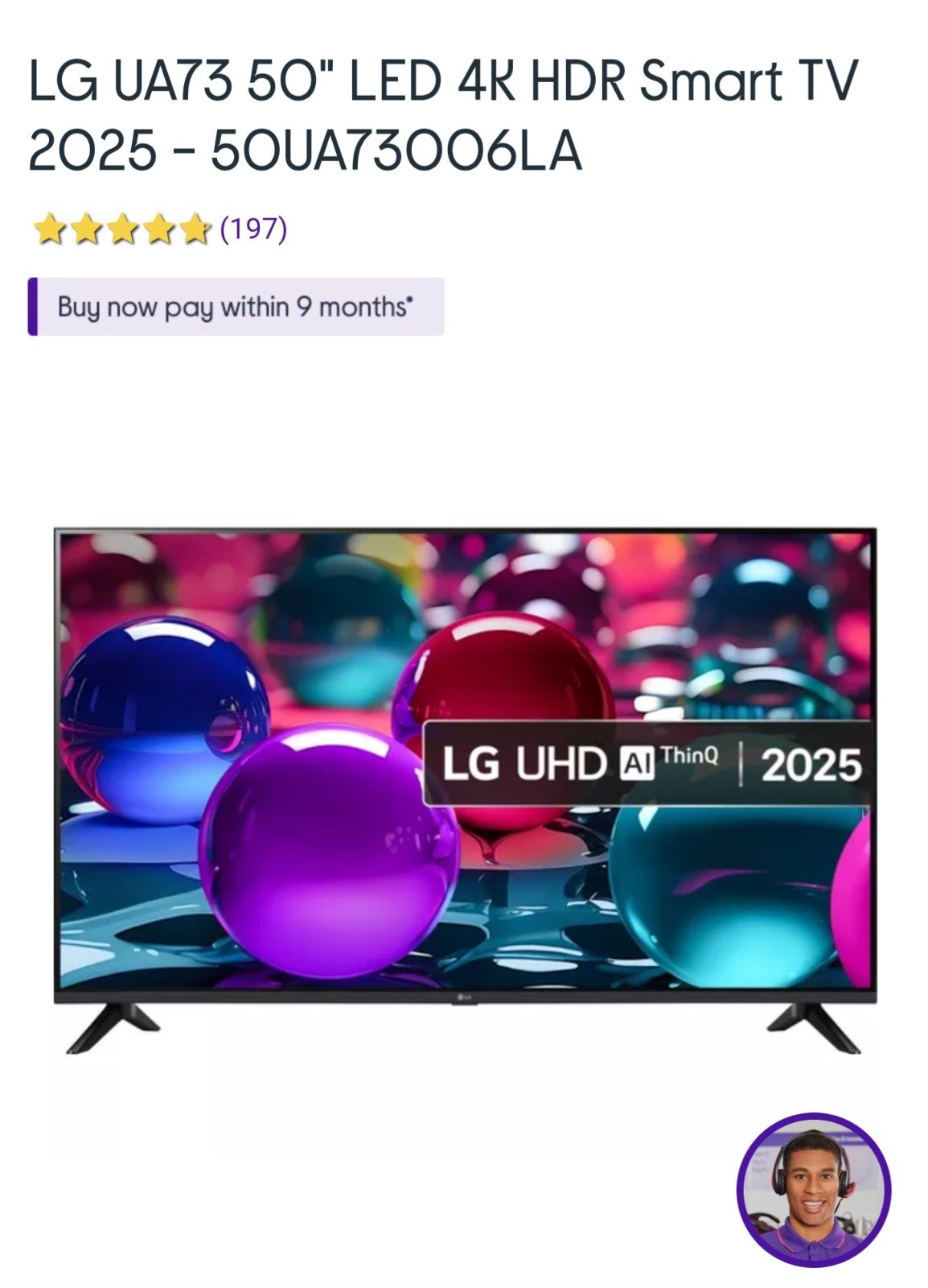 LG 50UA73006LA 50 Inch 4K  UA73 LED HDR Smart TV 2025 -  (Please Read)