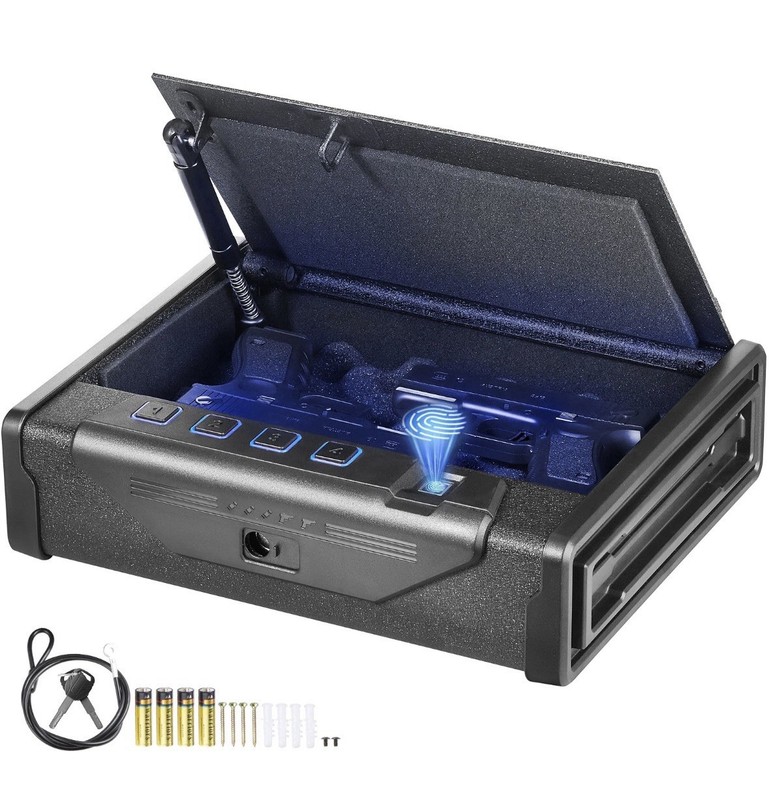 VEVOR Gun Safe for Pistols Biometric Gun Safe with 3 Access Ways for 2 Pistols
