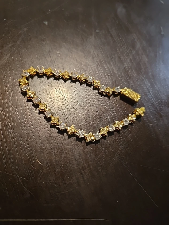 7” 4mm  gold over sterling silver tennis bracelet - Image 2 of 4