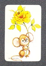 Vintage Swap Playing Card Greythorne Tassell Cartoon Mouse & a Rose Swap Card