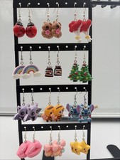 12 Pairs Colourful Cute Resin Pendants Dangle Earrings for Women Teen Girls