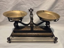Vintage Near Antique Scale 5 Kg With Brass And Elaborate Glass Base In...