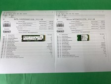 x2 512GB Intel + Micron M.2 NVME 2280 2242 SSD - GOOD HEALTH - LOT OF 2