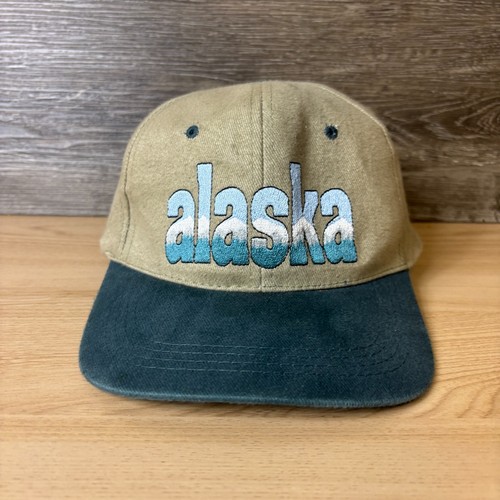 Vintage Alaska Hat Cap Strap Back Brown Embroidered Souvenir Outdoors