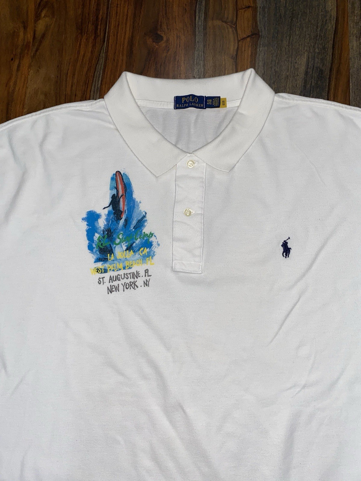 Ralph Lauren Painted RL Surf Camp Waves Mesh Polo Shirt Men’s Big Tall 4XB RARE image 5