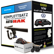 Anhängerkupplung abnehmbar für VW Golf VII Sportsvan +E-Satz Kit