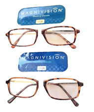  2 PACK MAGNIVISION READING GLASSES "PROFESSOR" with SPRING HINGES MVX 1.25