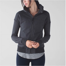 Lululemon Hug it Out Jacket Womens 6 Gray Full Zip High Neck Fleece Sweatshirt