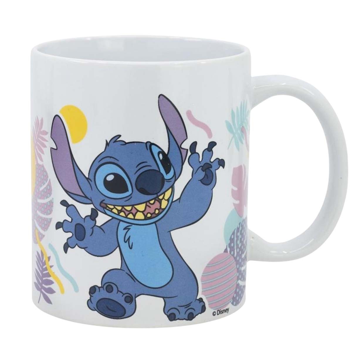 Stitch Mug Disney Fleur Hawaïenne céramique blanche 325 ml tasse petit-déjeuner originale