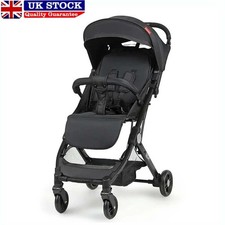 Portable Baby Stroller One-Hand Folding Compact Pushchair W/Adjustable Backrest