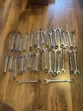 Wrench Lot Of 34pc. SAE Metric Combination Open End Mixed Brands Various Sizes