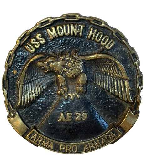 Vintage USS Mount Hood Naval Bronze Plaque 6”