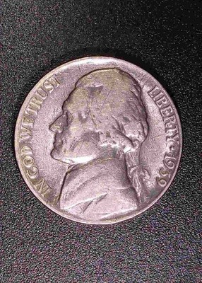1939 jefferson nickel Error Letters R,I Touching, Reverse no mint mark ...