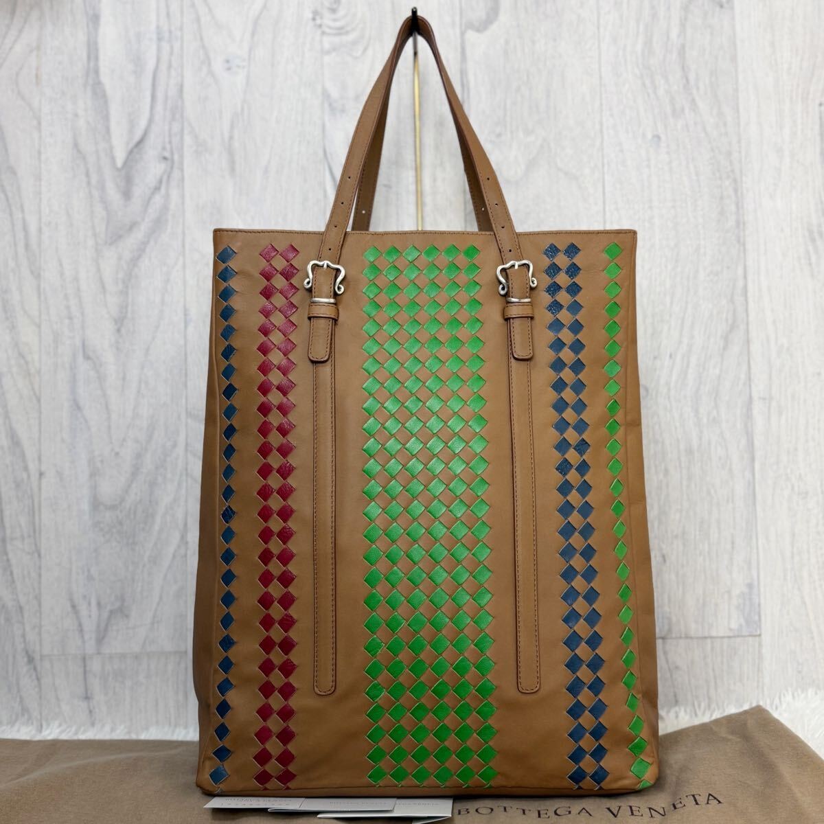 Bottega Veneta Multicolor Intrecciato A4 Leather Tote Bag