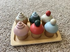 New Hearth Hand Magnolia Wooden Toy Cupcake Set 19pc Play Bakery Kitchen