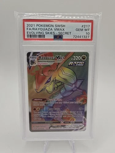 2021 POKEMON SWSH FA/RAYQUAZA VMAX EVOLVING SKIES-SECRET #217 PSA GEM MT 10