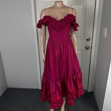 Vintage 80s Gunne Sax Womens Dress 13 Prom Satin Renaissance Formal Evening KK20