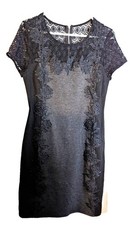41 Hawthorne women's black dress zip with lace embellishments M preowned