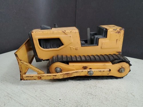 Vintage 1970s Tonka T-6 Construction Bulldozer Parts or Restore Bent Front Axle