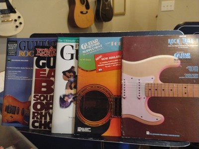 Lot of 5 Guitar Songbooks Books Vintage Tab Notes Methods With CD VG To New