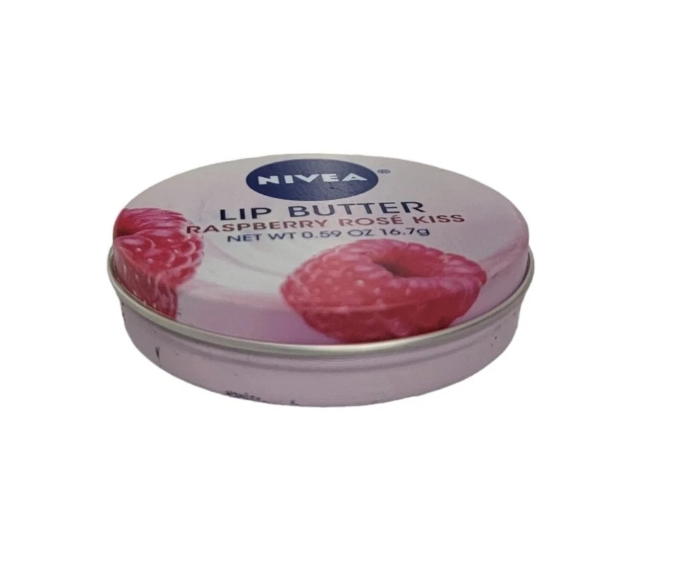 Mantequilla de labios Nivea frambuesa rosa beso 0,59 oz ea exterior acolchado sin sellar Foto 3 de 3