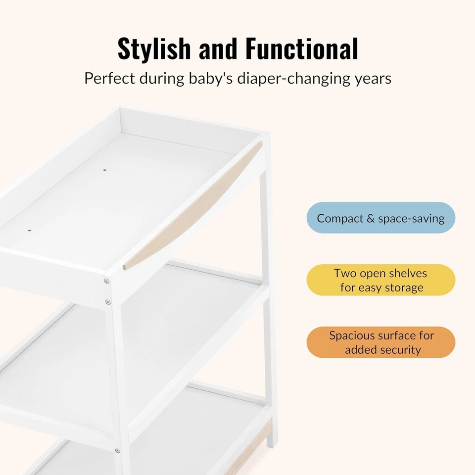 Столик пеленальный детский Dream On Me Emerson белый и винтажный белый дуб компактный - Изображение 4 из 4