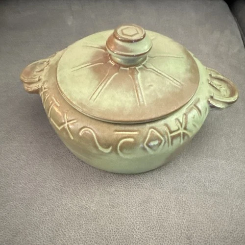 Frankoma 94 V Green Ceramic Pottery Round Casserole With Lid