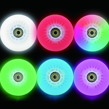 Light up Inline Skate Wheels  Roller Blade Wheels 76mm/80mm with Bearings AB...