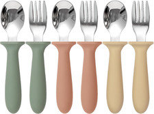 6 Pack Toddler Utensils, Kids Silverware with Silicone Handle, 18/8 Stainless St