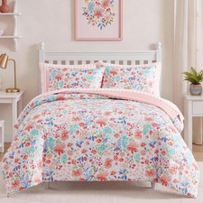 Twin XL Comforter Set for Girls-5 Pieces Pink Flowers Twin Bedding Sets for K...