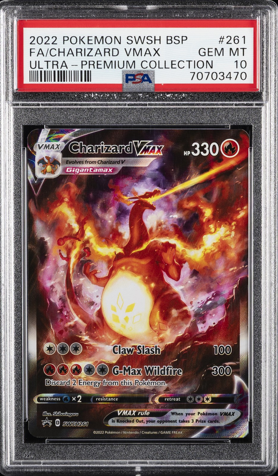 2022 POKEMON SWSH BLACK STAR PROMO #261 FULL ART/CHARIZARD VMAX PSA 10
