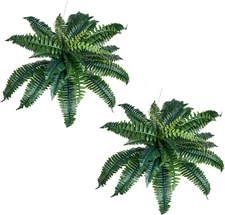 Fake Ferns 2 Pcs 34 Inch Artificial Boston Ferns Plants, Faux Fern with 30 Branc