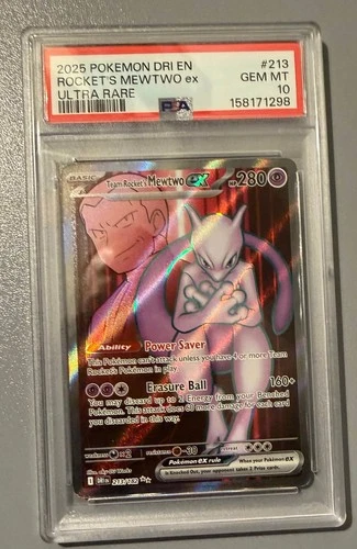 2025 Pokemon Destined Rivals Team Rocket's Mewtwo ex Ultra Rare #213/182 PSA 10
