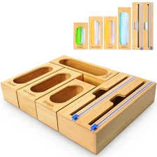 Individual Storage Bag Organizer for Kitchen Drawer, Bamboo with Foil and Pla...