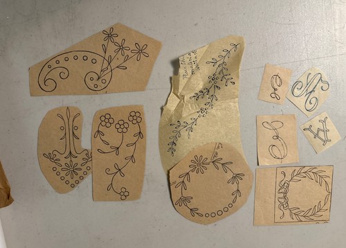 Original 1915 Panama Pacific Exposition Transfer INITIALS Patterns & Wood Stick - Bild 12 von 13