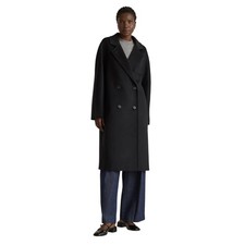 New Quince Women's M Black Italian Wool Double-Breasted Slouch Coat 5259
