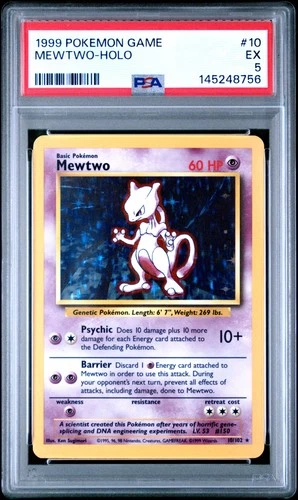 1999 POKEMON BASE SET UNLIMITED #10 MEWTWO-HOLO PSA 5