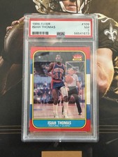 Fleer 1986-87 Isiah Thomas #109 Rookie Detroit Pistons PSA 7 Basketball Card. rookie card picture
