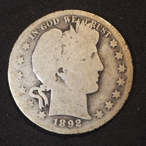 1892 **S** BARBER SILVER HALF DOLLAR ***NICE COIN!***  FREE SHIPPING! C1870