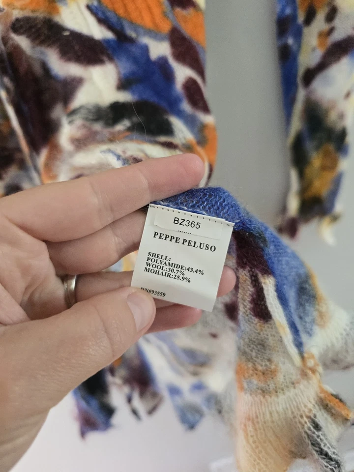 Cárdigan Suéter Peppe Peluso L Arte para Usar Phoebe Buffay Lana Mohair Volantes Corbata Foto 3 de 4