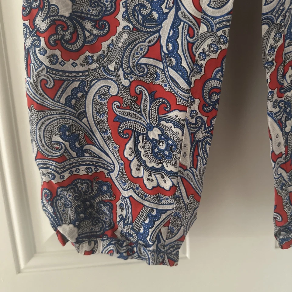 Juicy Couture Niñas Harén Jogger Rojo Azul Paisley Damasco 100% Seda Pantalones 14 Foto 3 de 4