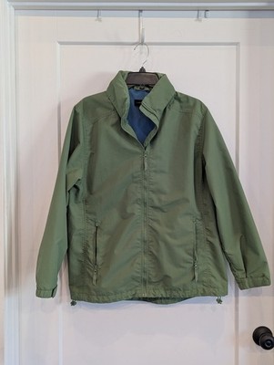 Lands End Women's Large Green Rain Jacket EUC Normcore Essential Travel 