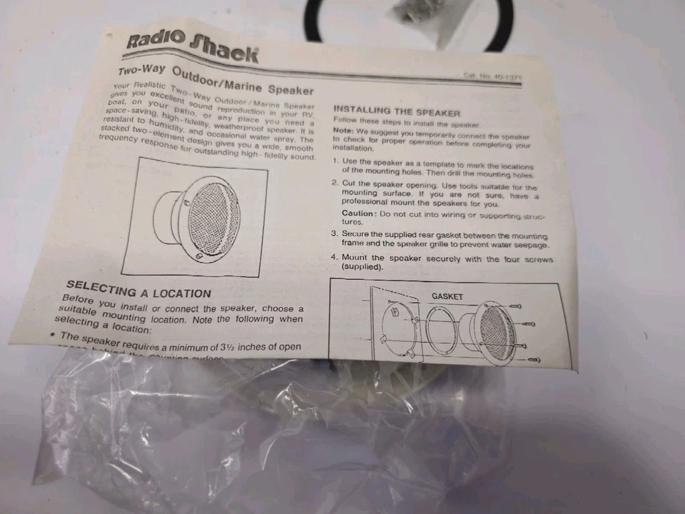 Altavoz marino bidireccional Radio Shack 6 pulgadas para todo tipo de clima #40-1371 stock antiguo caja abierta Foto 4 de 4