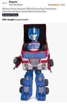 Optimus Prime Converting Costume Youth Medium (Kids 7-8) Official Transformers