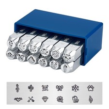 12 Pack 6mm 1/4" Metal Punch Stamp, Nature Theme Design Stamps Metal Stamping...